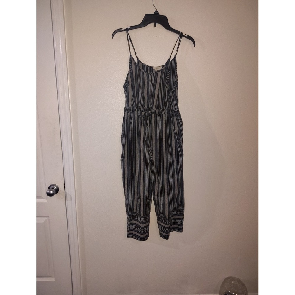 Entro Womens Black White Striped Sleeveless‎ Wide Leg Jumpsuit Size Medium